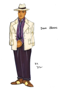 A costume rendering of Don John in Much Ado About Nothing