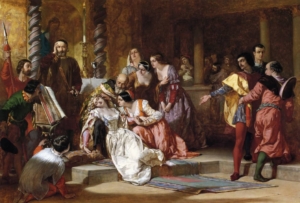 An intricate painting of the wedding scene in Much Ado About Nothing