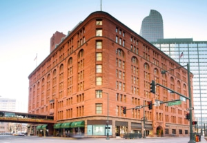 The exterior of the Brown Palace Hotel