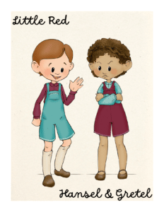 Costume rendering of Hansel and Gretel in Little Red