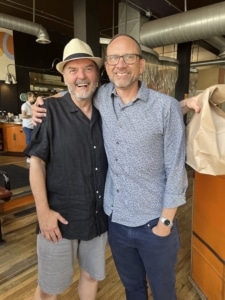 Kirk Petersen and John Ekeberg, Executive Director of Broadway, pose for a photo