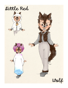 Costume rendering for the Wolf in Little Red