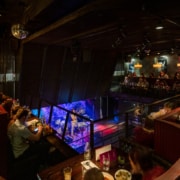 A number of patrons seated in Ophelia's Electric Soapbox