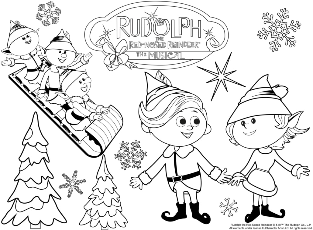 Coloring page of elves from Rudolph the Red-Nosed Reindeer