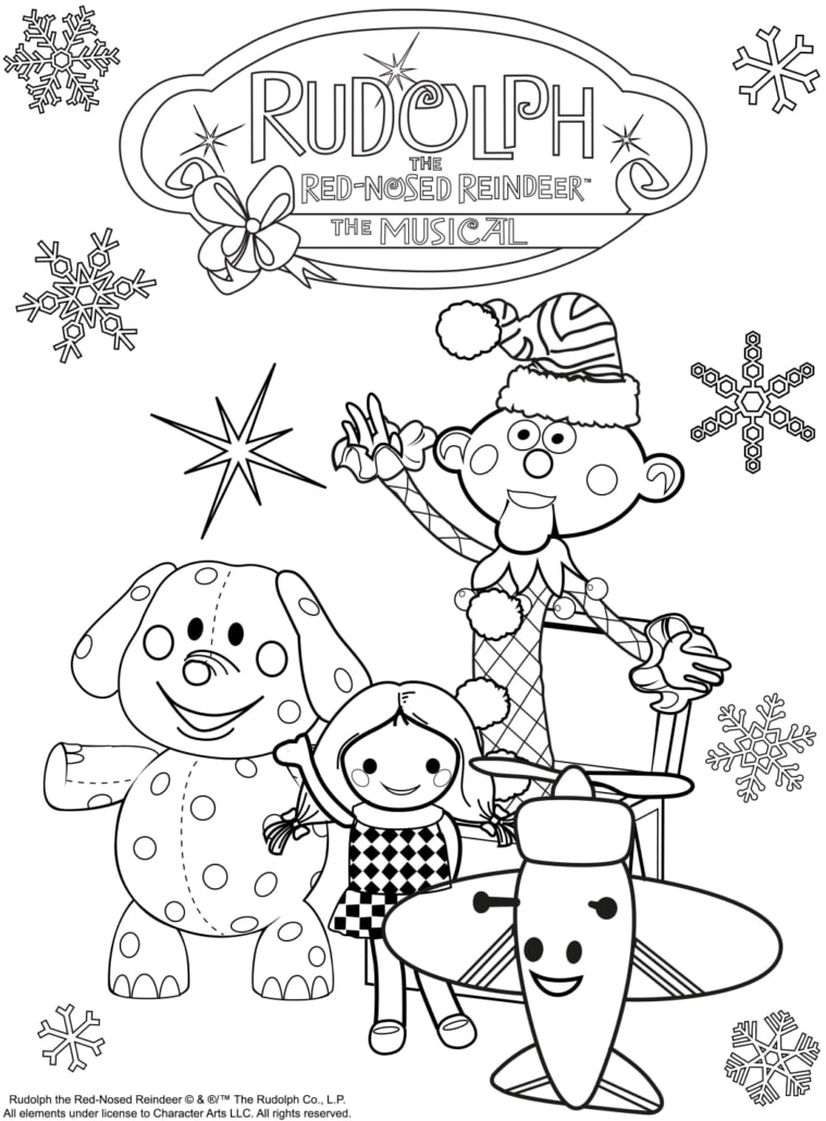 Coloring page of misfit toys from Rudolph the Red-Nosed Reindeer