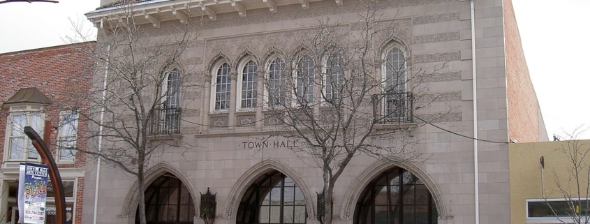 The exterior of the Town Hall Arts Center