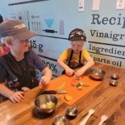 Children playing at the Children's Museum kitchen