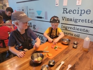 Children playing at the Children's Museum kitchen