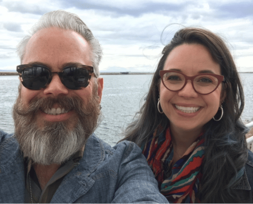 Kevin Copenhaver and Meghan Anderson Doyle smile for a photo