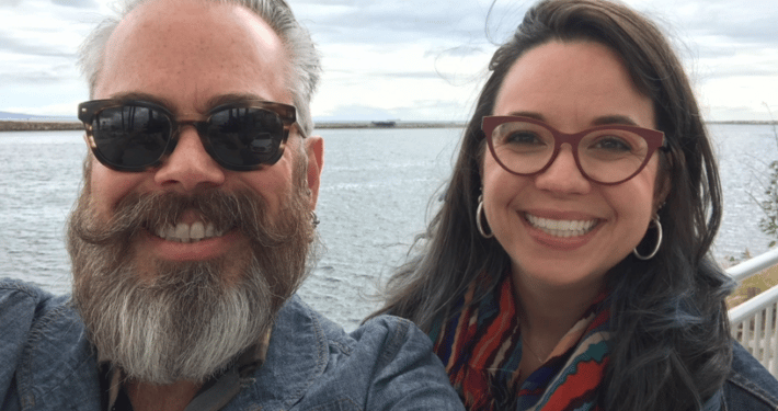 Kevin Copenhaver and Meghan Anderson Doyle smile for a photo