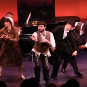 The cast of Fiddler on the Roof performs in Forbidden Broadway