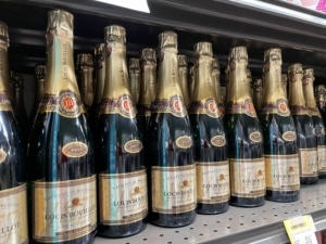 Louis Bouillot champagne bottles on the shelf at Total Wine