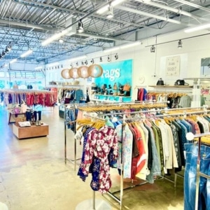 Clothing racks inside Rags Consignment