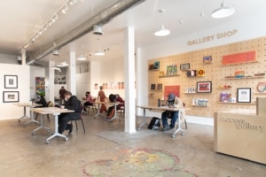 A bright workspace inside Access Gallery