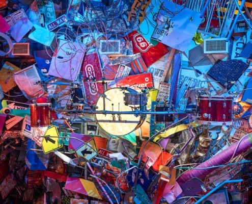 A musical instrument installation at Meow Wolf Convergence Station