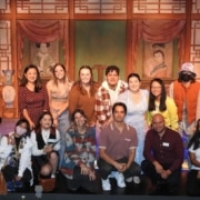 UC Denver Students and the cast of The Chinese Lady pose for a photo together onstage