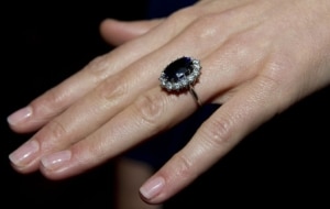 Kate Middleton wears the large blue diamond engagement ring