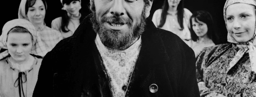 Chaim Topol as Tevye in the 1968 London premiere of Fiddler on the Roof