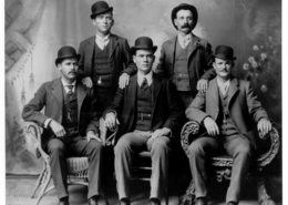 A group photo of five outlaws, the Wild Gang