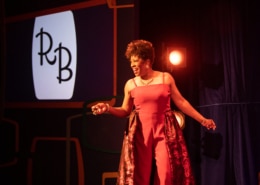Sheryl McCallum poses onstage as she sings in Miss Rhythm - The Legend of Ruth Brown