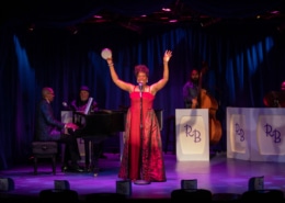 Sheryl McCallum poses as she sings onstage in Miss Rhythm - The Legend of Ruth Brown