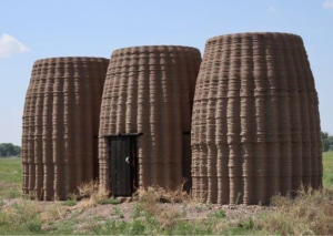 The potato-like installation buildings at Frontier Drive-Inn