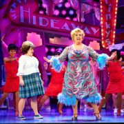 Welcome to the 60s (Nov 23) - (from L) Caroline Eiseman as “Tracy Turnblad,” Greg Kalafatas as “Edna Turnblad” and Company in Hairspray. Photo: Jeremy Daniel.