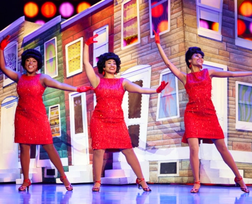 The Dynamites (Nov 23) - (from L) Ashia Collins, Leiah Lewis and Kynnedi Moryaé Porter as “The Dynamites” in Hairspray. Photo: Jeremy Daniel.