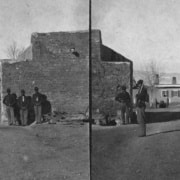 Old photograph of Buffalo soldiers at a Western station