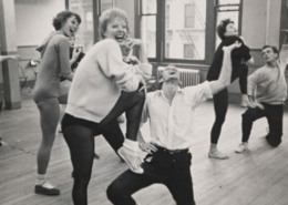 Gwen Verdon and Bob Fosse in the foreground during a Damn Yankees rehearsal