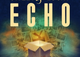 A dark blue background with an open cardboard box in the foreground, which is emitting light. The box is surrounded by photographs depicting sepia-toned images. The text "Sweet & Lucky Echo" appears in yellow.