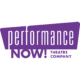 A bold purple background with the word "performance" in white above the words "Now! Theatre Company"