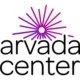 A purple, stylized burst above the words "arvada center"