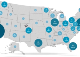 Map that indicates what other states and countries have produced plays that premiered at DCPA_2026