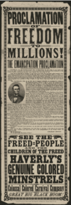 A historic newspaper report announcing that slaves were freed by the Emancipation Proclamation
