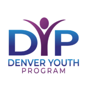 Denver Youth Program logo with the letters DYP in blue and purple gradient and a human figure forming the Y shape.