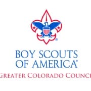 Boy Scouts of America, Greater Colorado Council logo with a red fleur-de-lis behind a blue eagle emblem.