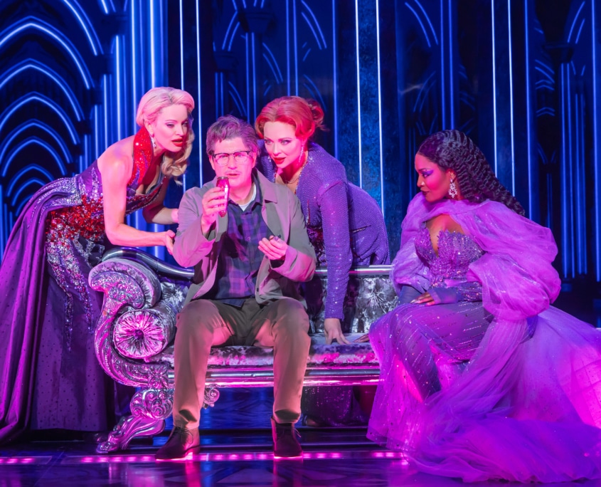 Jackie Burns as Madeline Ashton, Ken Marino as Ernest Menville, Kristen Beth Williams as Helen Sharp and Nasia Thomas as Viola Van Horn in the North American Tour of Death Becomes Her. Photo by Matthew Murphy Jackie Burns as Madeline Ashton, Ken Marino as Ernest Menville, Kristen Beth Williams as Helen Sharp and Nasia Thomas as Viola Van Horn in the North American Tour of Death Becomes Her. Photo by Matthew Murphy